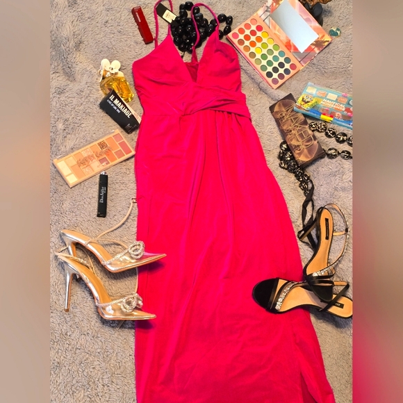 Beautiful Fuchshia/magenta long dress open leg size Small #SOLD - Picture 5 of 5